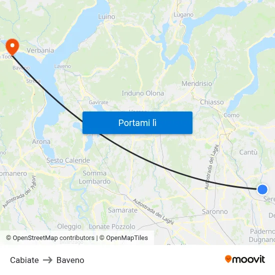 Cabiate to Baveno map