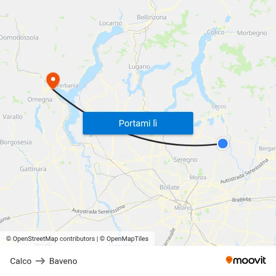 Calco to Baveno map