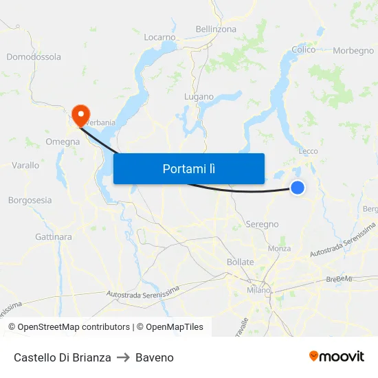 Castello Di Brianza to Baveno map