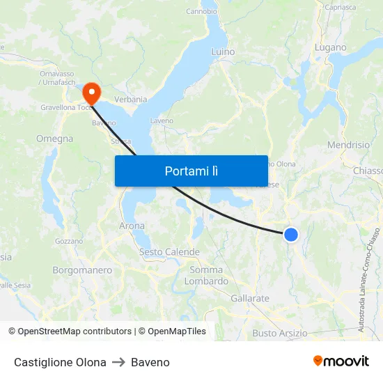 Castiglione Olona to Baveno map