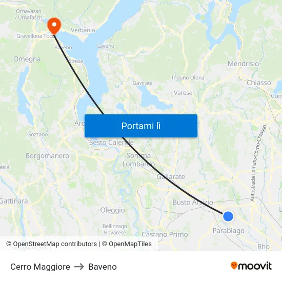 Cerro Maggiore to Baveno map