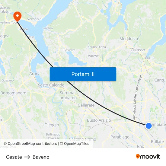 Cesate to Baveno map