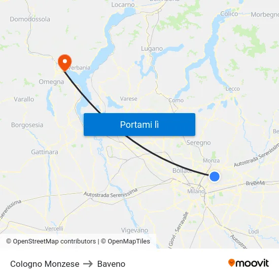 Cologno Monzese to Baveno map