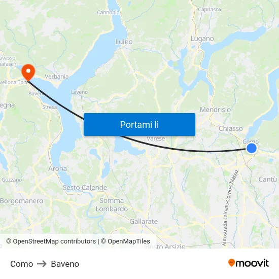 Como to Baveno map