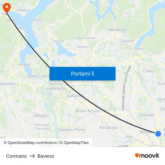 Cormano to Baveno map