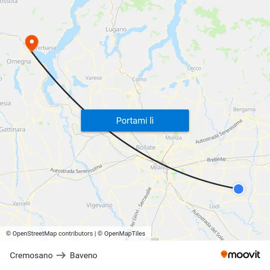 Cremosano to Baveno map