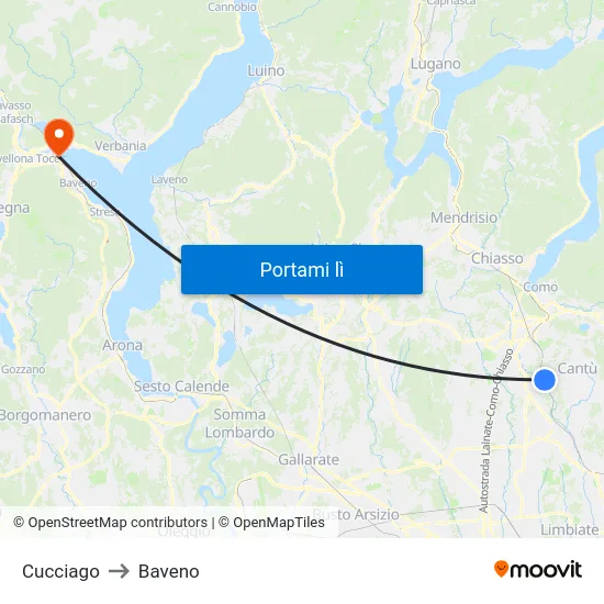 Cucciago to Baveno map