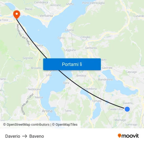 Daverio to Baveno map