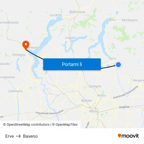 Erve to Baveno map