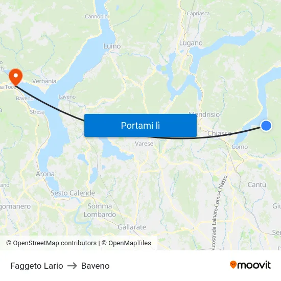 Faggeto Lario to Baveno map
