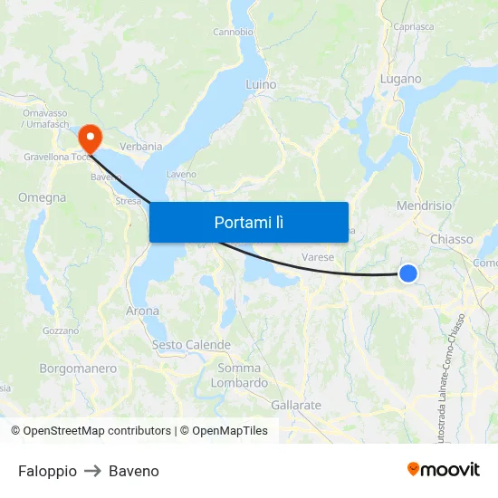 Faloppio to Baveno map