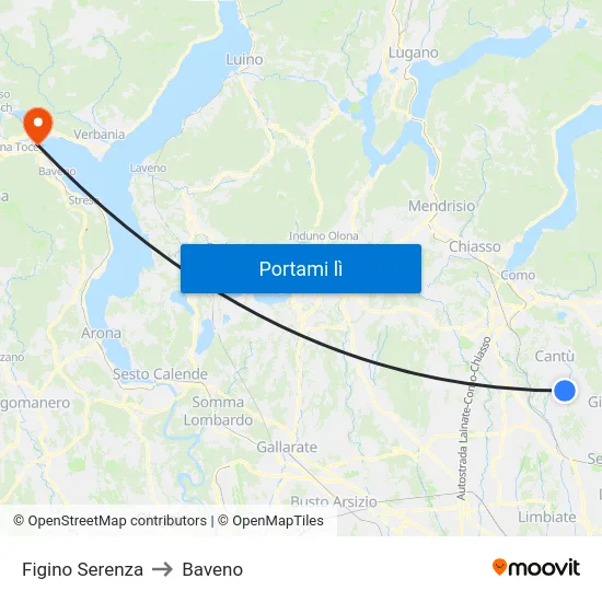 Figino Serenza to Baveno map