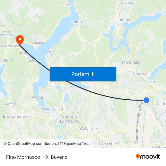 Fino Mornasco to Baveno map