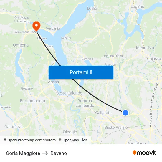 Gorla Maggiore to Baveno map