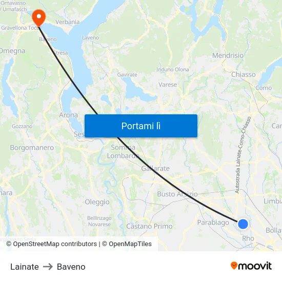 Lainate to Baveno map