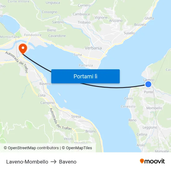 Laveno-Mombello to Baveno map