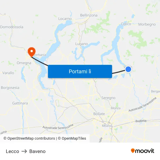 Lecco to Baveno map