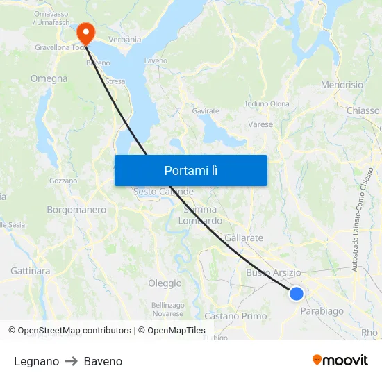 Legnano to Baveno map