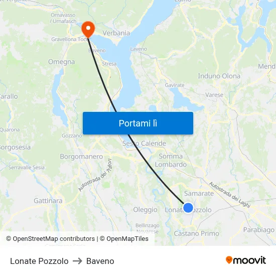 Lonate Pozzolo to Baveno map