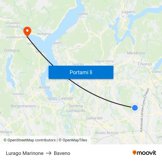 Lurago Marinone to Baveno map