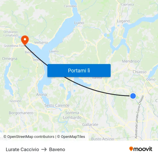 Lurate Caccivio to Baveno map