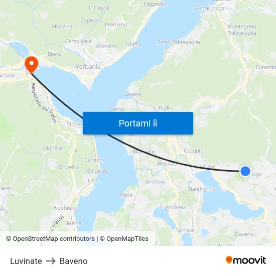 Luvinate to Baveno map
