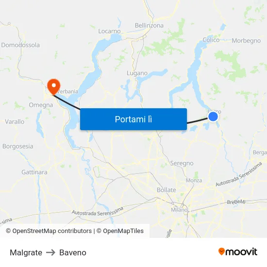 Malgrate to Baveno map