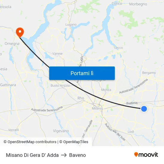 Misano Di Gera D' Adda to Baveno map