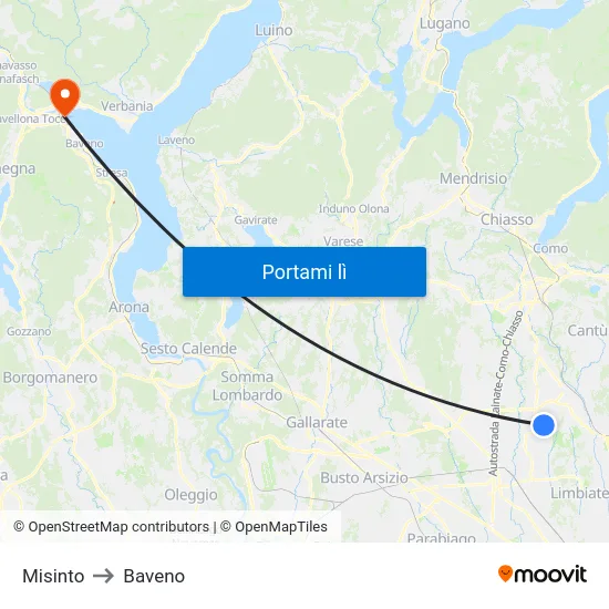 Misinto to Baveno map