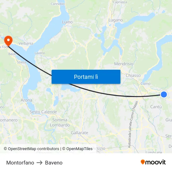 Montorfano to Baveno map
