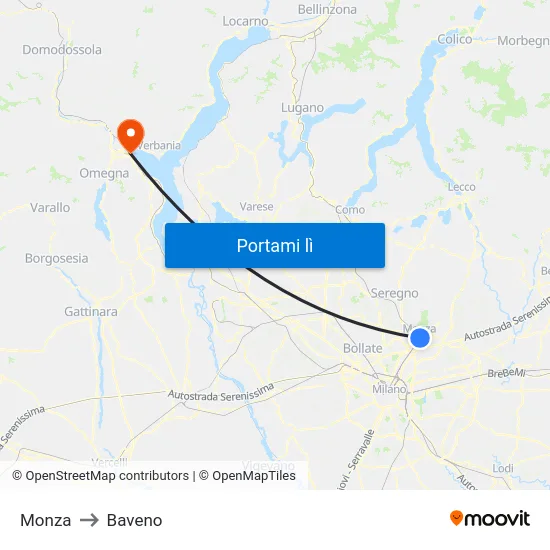 Monza to Baveno map