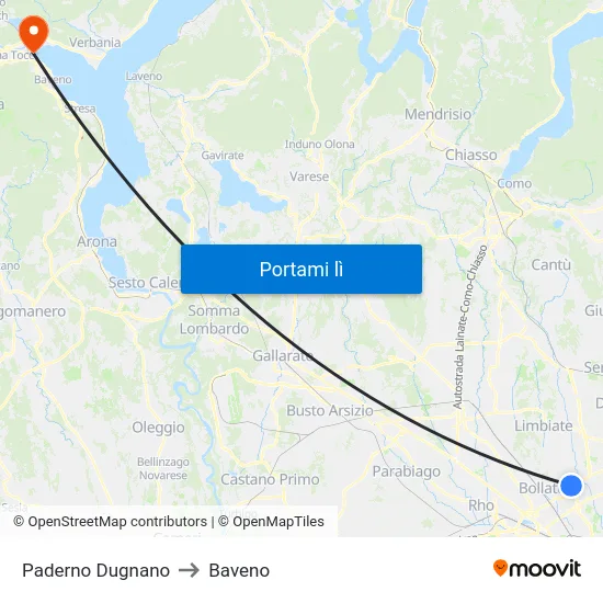 Paderno Dugnano to Baveno map