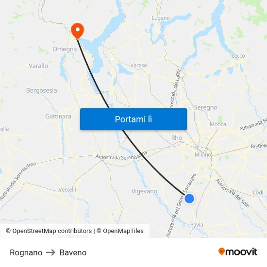 Rognano to Baveno map