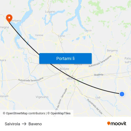 Salvirola to Baveno map