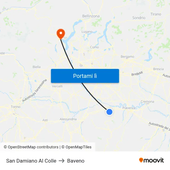 San Damiano Al Colle to Baveno map