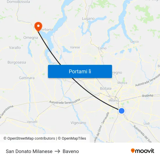 San Donato Milanese to Baveno map