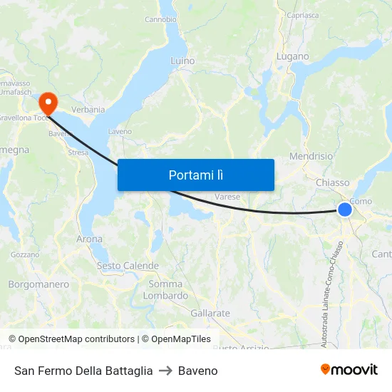 San Fermo Della Battaglia to Baveno map