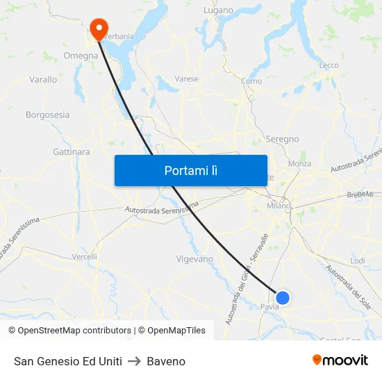 San Genesio Ed Uniti to Baveno map