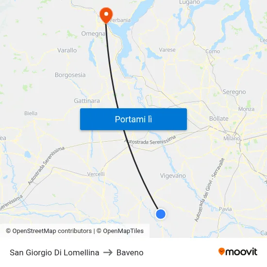 San Giorgio Di Lomellina to Baveno map