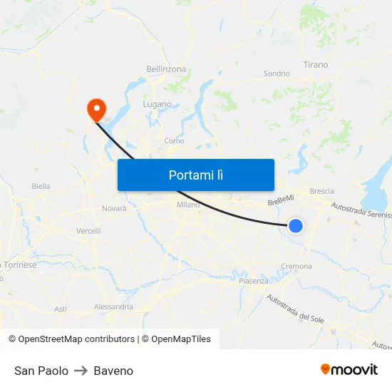 San Paolo to Baveno map