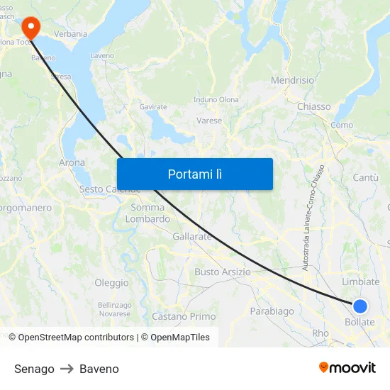 Senago to Baveno map