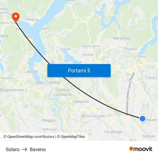 Solaro to Baveno map