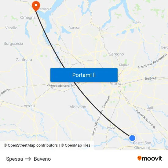 Spessa to Baveno map