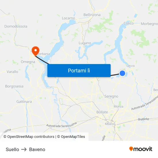 Suello to Baveno map