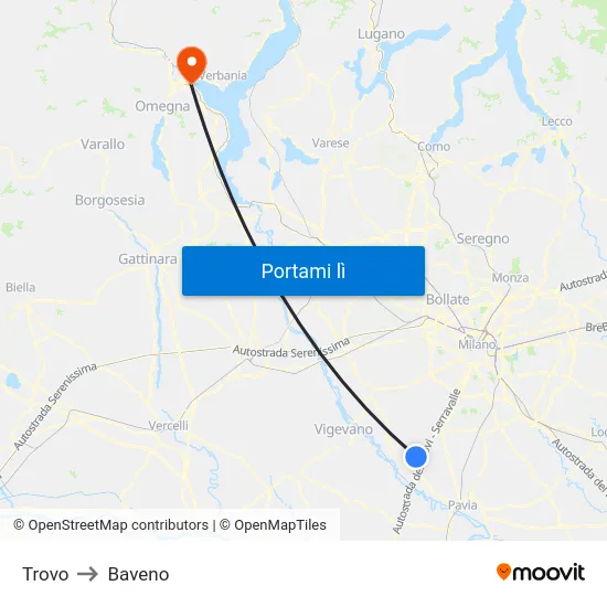 Trovo to Baveno map