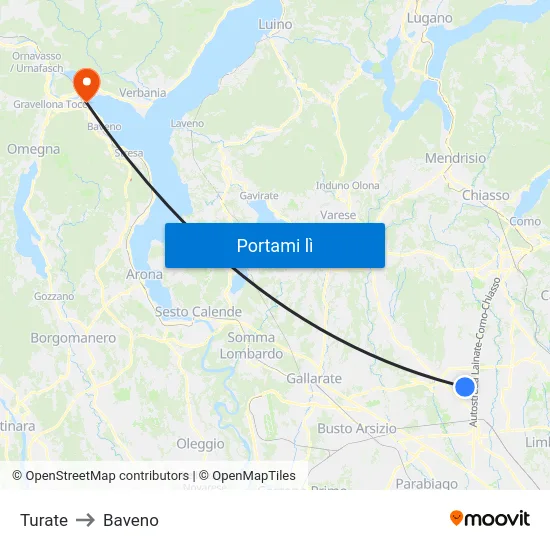 Turate to Baveno map