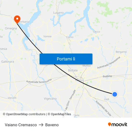 Vaiano Cremasco to Baveno map