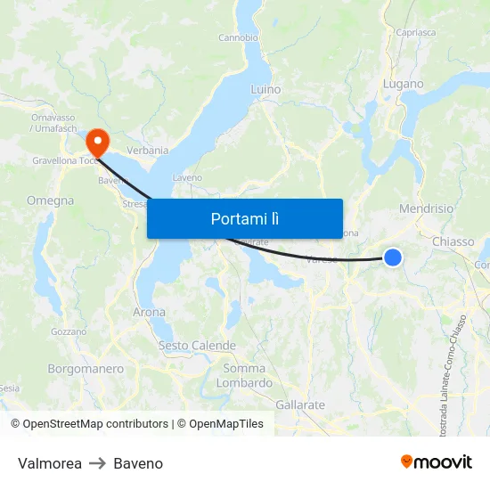 Valmorea to Baveno map