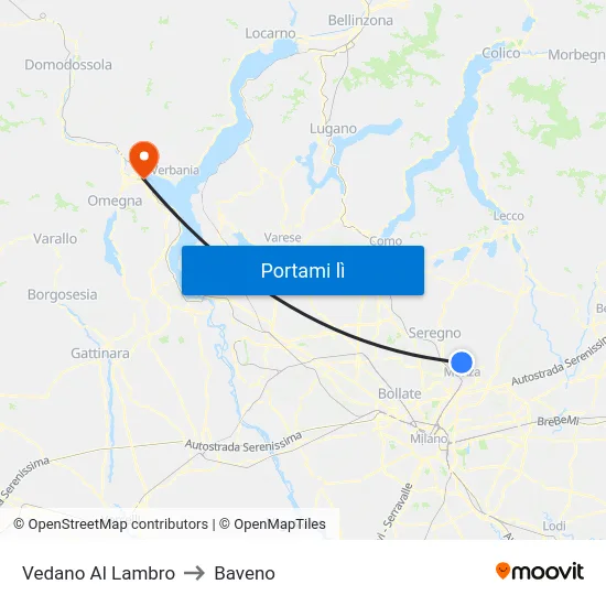 Vedano Al Lambro to Baveno map