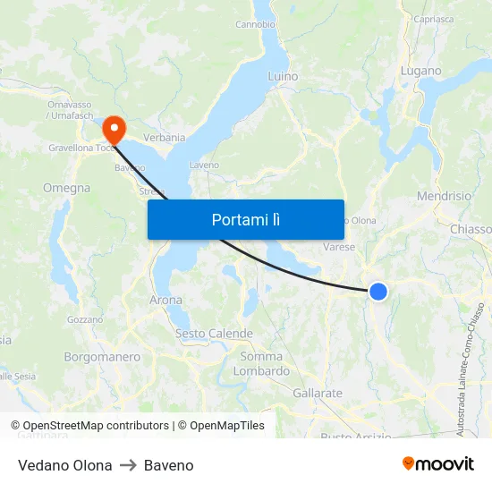 Vedano Olona to Baveno map